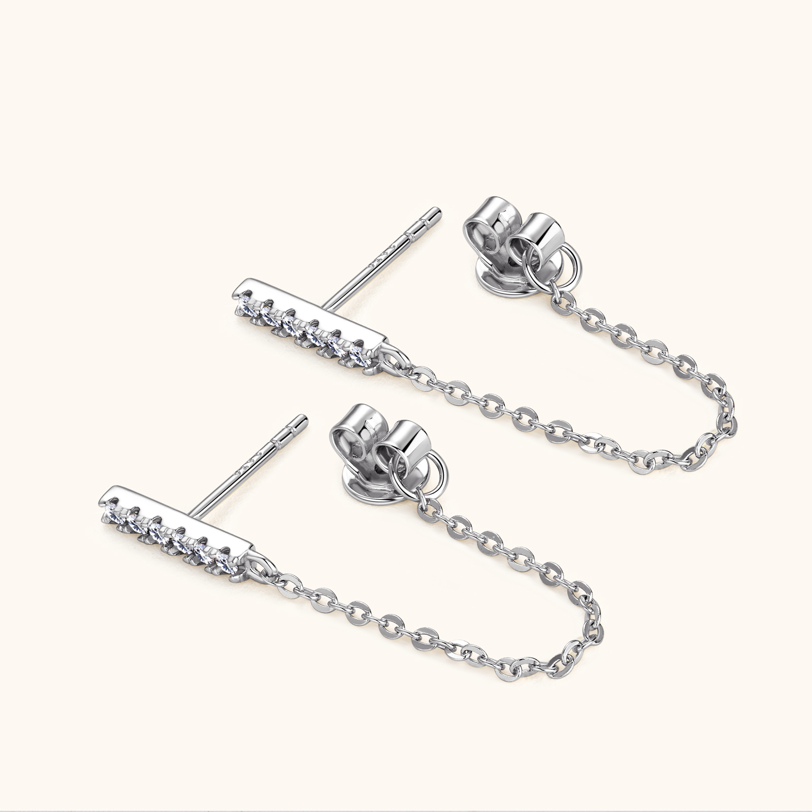 Original 925 Sterling Silver Long Chain Stud Earrings 1.4mm Full Moissanite Diamond Earring for Women Trending Jewelry Gift 2023