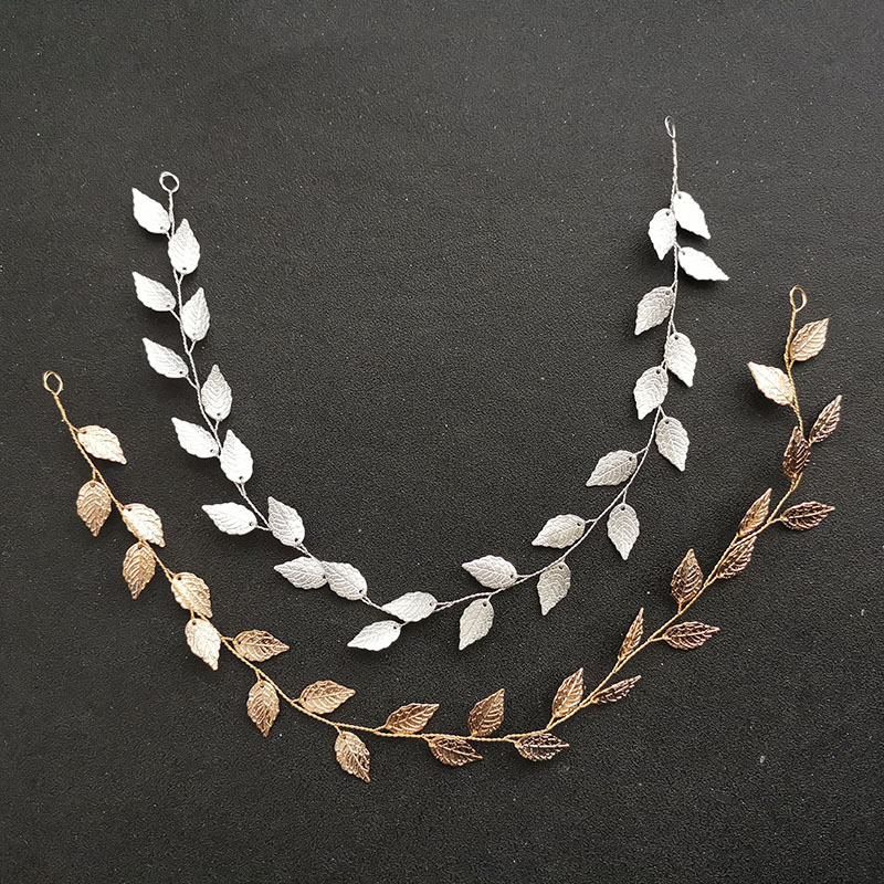 SLBRIDAL Handmade Ins Baroque Style Alloy Leaf Pearl Bridal Hair Vine Headband Wedding Headpieces Hair accessories Women Jewelry
