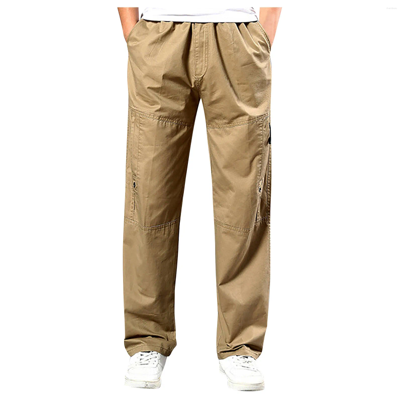 Men's Pants Cargo For Men Fleece Lined Sweatpants Open Bottom Straight Leg Loose Fit Baggy Athletic Jogger Pant