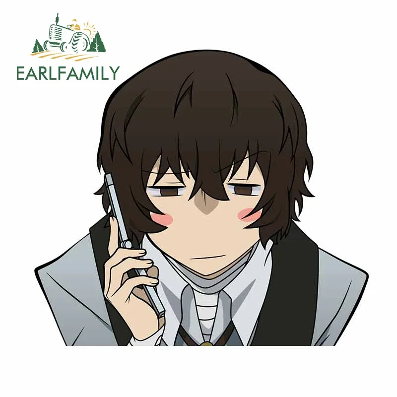 EARLFAMILY 13cm X 11.3cm Anime Dazai Osamu Personality Car Sticker Waterproof Decal Scratch Proof Creativite Sunscreen Decor
