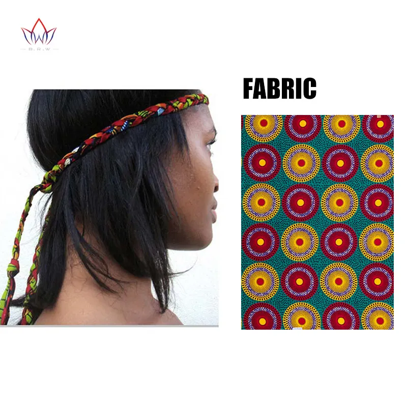 BRW Boho Chic African Print Knot Hair Band Lariat Three Strand Braided Hair Accessories African Wax Print Fabric Headbands
