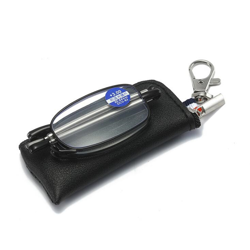 Folding Glass Lenses Metal Reading Glasses Convenient Zipper Bag Men Women Old Man Eyewear +100 +1.5 +2.0 +2.5 +3.0 +4.0 GH960