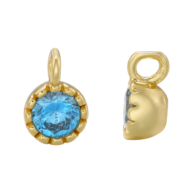5x9mm Brass Cubic Zirconia Flower Charms Pendants Links, Hole: 1.5mm, Model: VD248