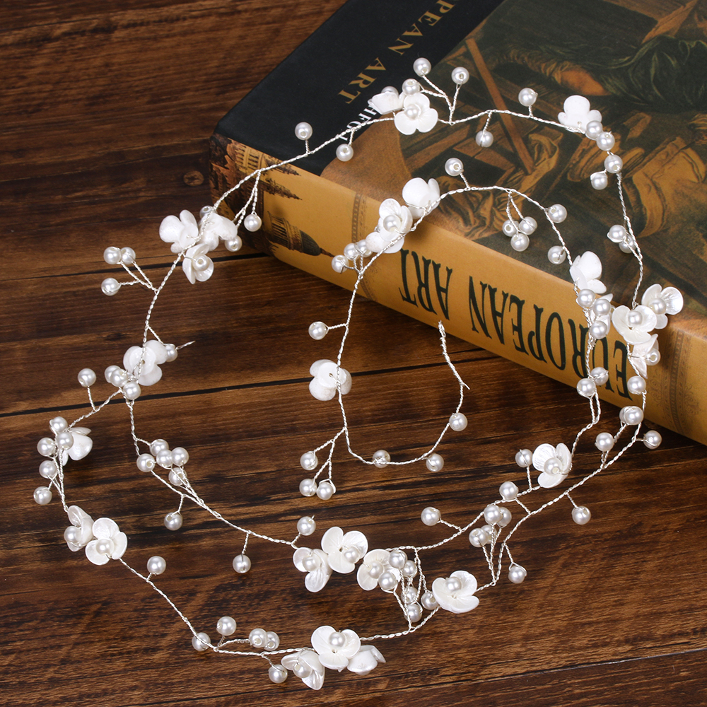 Bride Crystal Headband Bridal Hair Vine Hair Jewelry Pearl Leaf Hair Ornaments Rhinestone Crown Wedding Hair Accessories