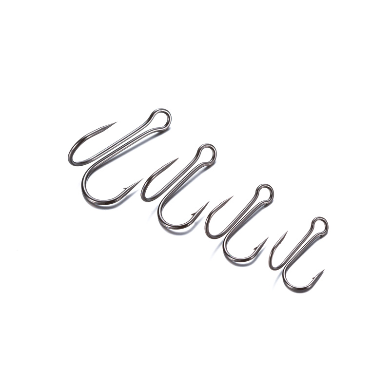 LTHTUG 20pcs/lot Barbed Duple Double Fishing Hook 2# 4# 6# 8# 10# Black Nickel Sharp Prevent Hanging VIB Bait For Bass Perch