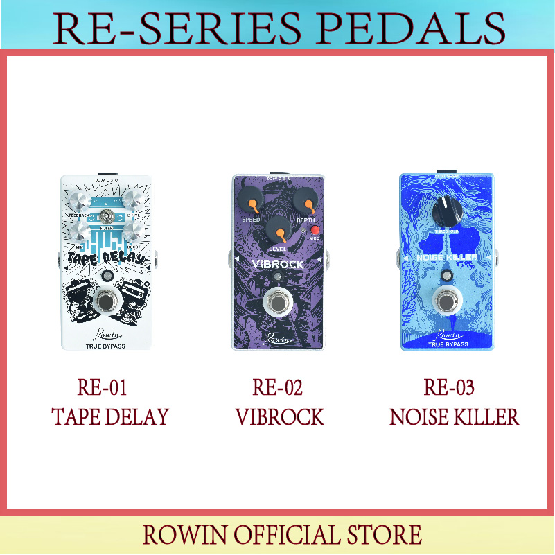 Rowin RE-01/02/03 Tape Delay Vibrock Noise Killer Guitar Effect Pedal With 2 Modes In One Block Ture Bypass Full Metal Case