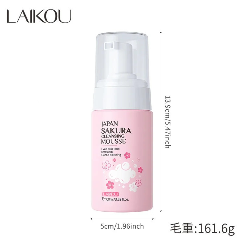 LAlKOU Japan Sakura Cleansing Mousse Cleanser 100ml Shrink Pores Deep Clean Oil Control Skin Care 240624