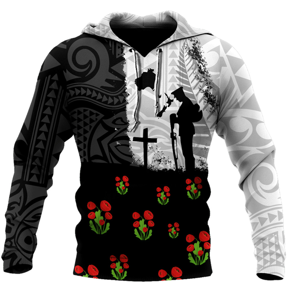HX Anzac Day Hoodies Australia Aboriginal And New Zealand Maori 3D Sweatshirts Casual Tops Men Clothing Dropshipping