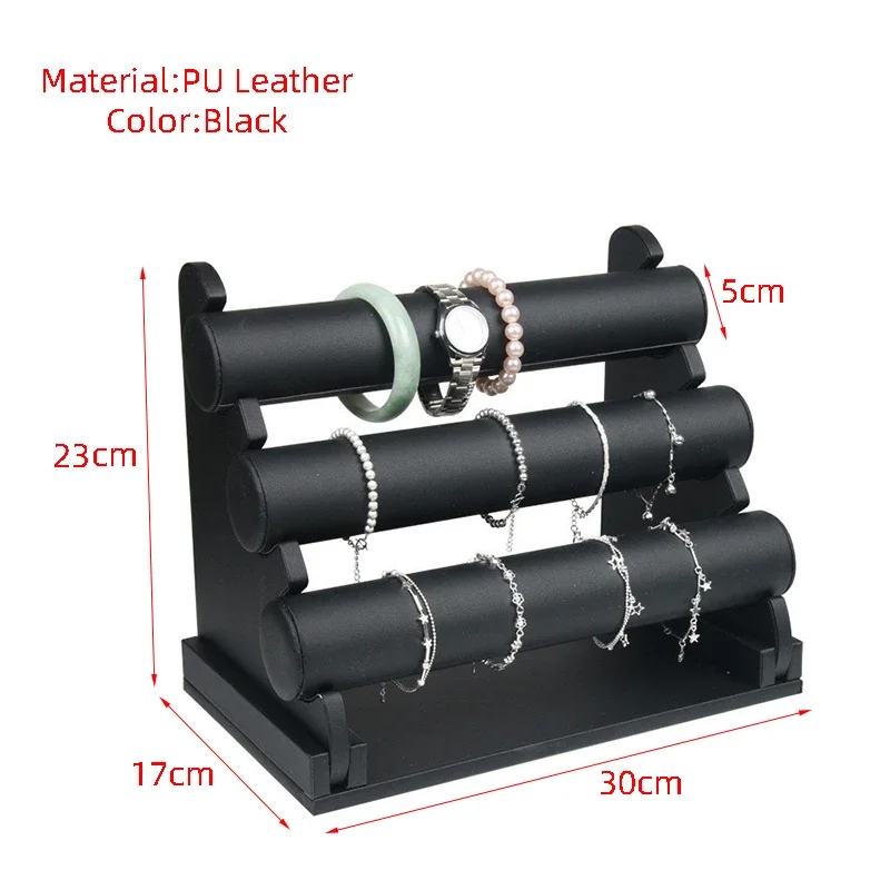 PU Leather / Velvet Bracelet Chain Watch Bangle Display T-Bar Rack Jewelry Organizer Hard Display Stand Storage Holder