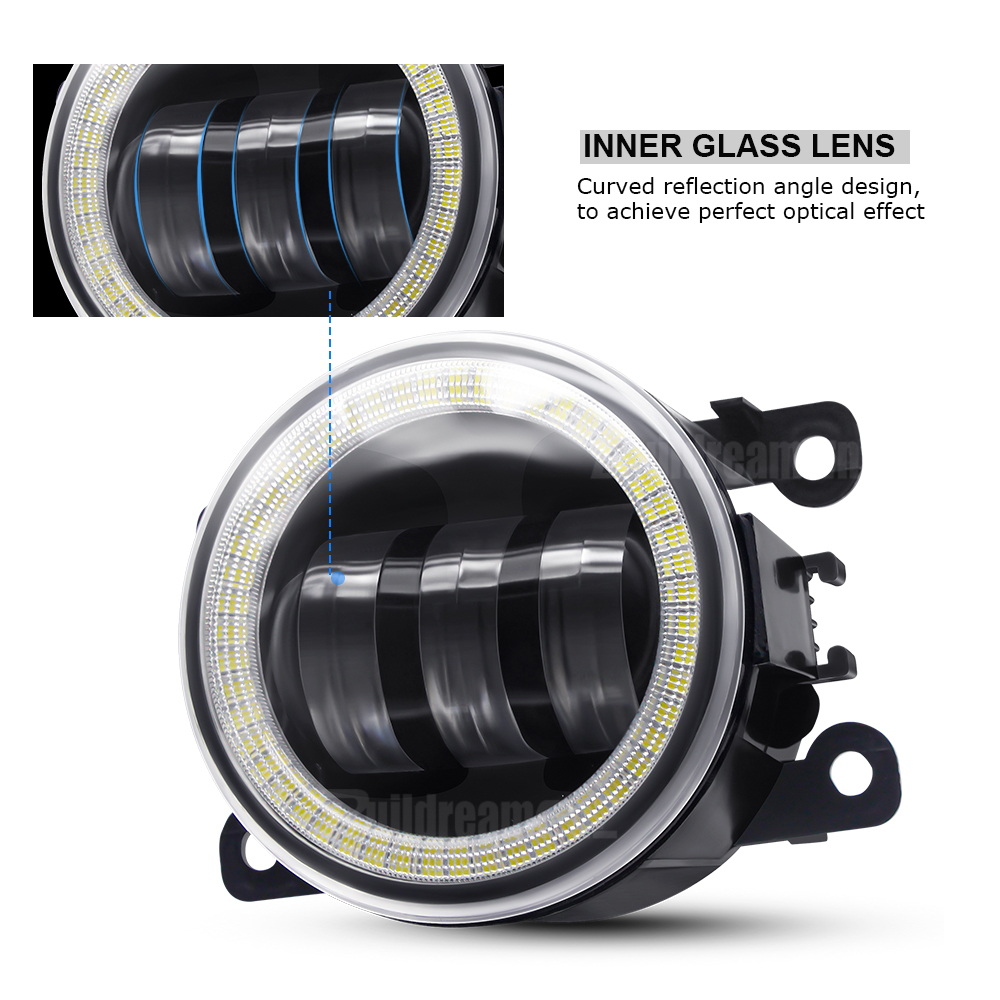 2 X Angel Eye Fog Light Assembly For Mitsubishi Eclipse 2006-2012 Car LED Lens Fog Daytime Running Lamp DRL 30W 6000LM 12V