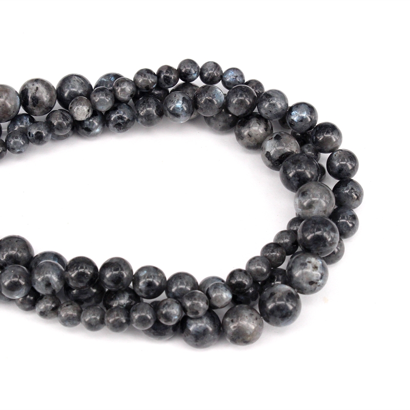 Natural Larvikite Black Labradorite Round Loose Beads Strand 4/6/8/10/12/14MM For Jewelry DIY Making Necklace Bracelet