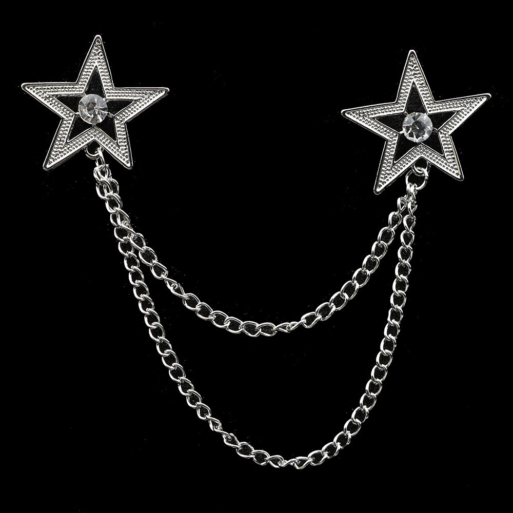 Man Chain Lapel Pin Suit Shirt Collar Tassel Star Glasses Wing Brooch Badge Retro Pins Wedding Party Dance Neckware Accessories