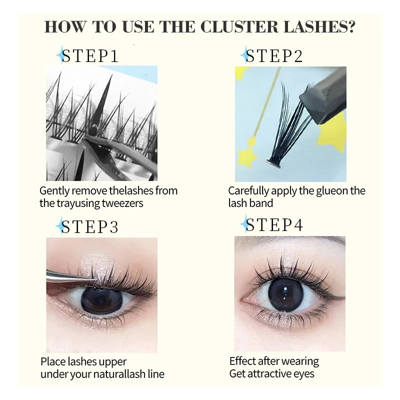 FAIRYTIS Arrival Mermaid Individual Eyelashes 0.07mm C Curl Natural Segmented Single Cluster Lashes 240624