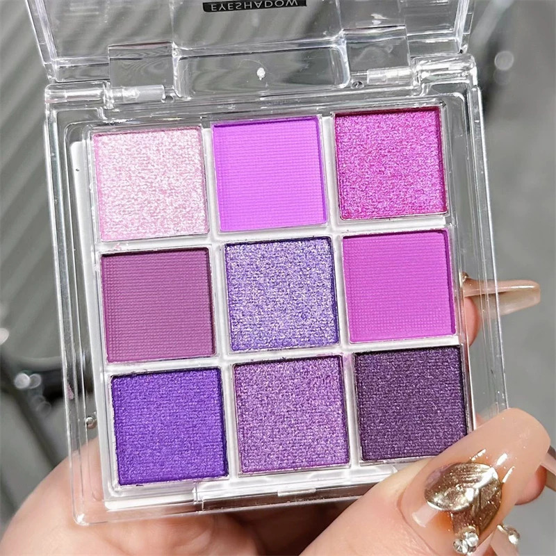 9-color Acrylic Eyeshadow Makeup Pallete Glitter Matte Eye Shadow Long Lasting Shimmer Purple Blue Greeen Eyeshadow Eye Pigments 240624