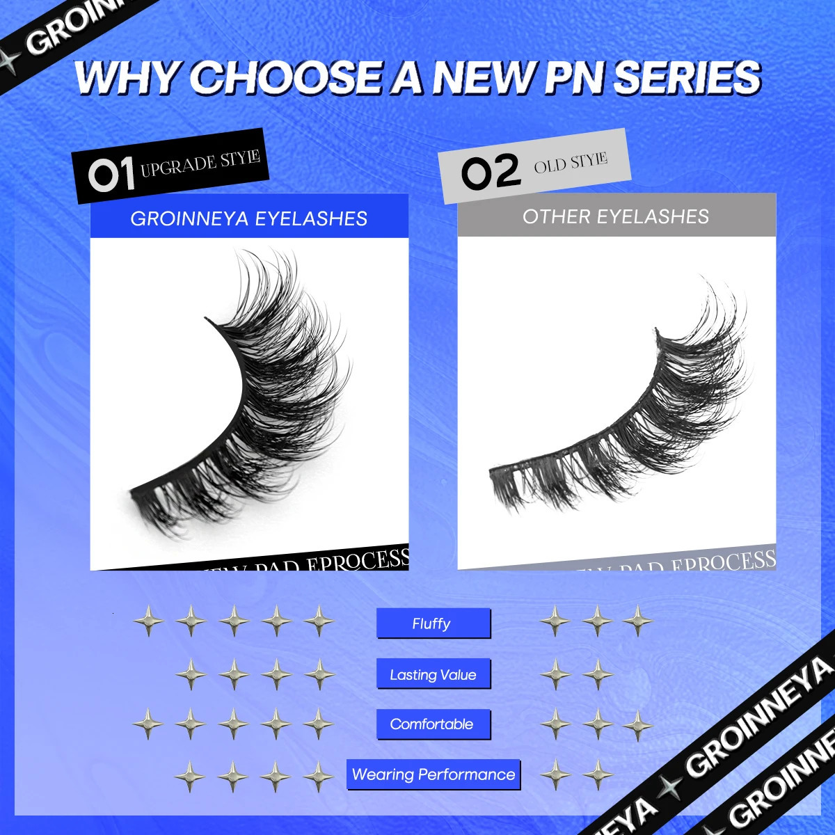 GROINNEYA 5/10 Pairs 3D Faux Mink Lashes Fluffy Soft Full Thick Wispy Natural long False Eyelashes Curly lashes wholesale lashes 240624