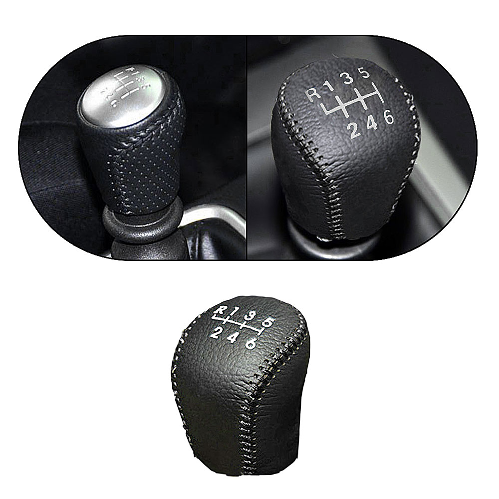 Non-slip Leather Gear Shift Knob Cover MT for Sentra 12-18 Tiida 11-16 X-TRAIL 08-13 6 Speed Manual Shift Lever Red & Black