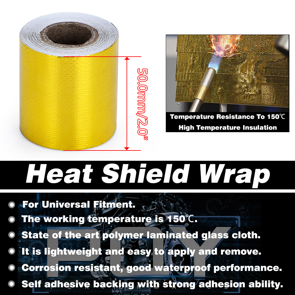 WLR RACING - 2"x5 Meter Aluminum Reinforced Tape Adhesive Backed Heat Shield Resistant Wrap Intake For bmw e46 WLR1613