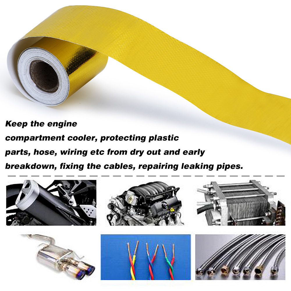 WLR RACING - 2"x5 Meter Aluminum Reinforced Tape Adhesive Backed Heat Shield Resistant Wrap Intake For bmw e46 WLR1613