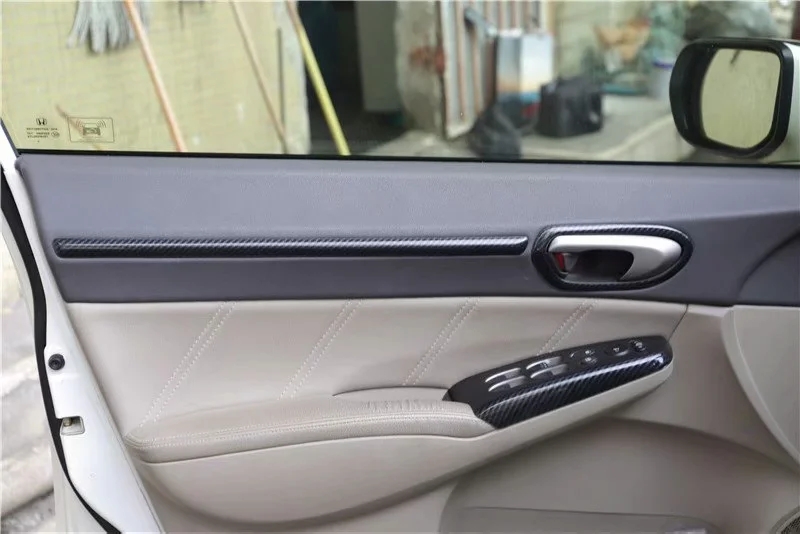 For Honda Civic 8th Gen 2006-2011 Accessories Car Door Armrest Window Lift Switch Cover Trim Interior Auto Styling Moldings 4Pcs