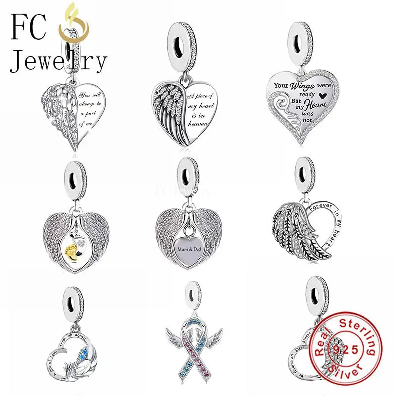 FC Jewelry Fit Original Charm Bracelet 925 Silver A Piece Of My Heart Has Wings is In Heaven Forever Bead For Making Berloque