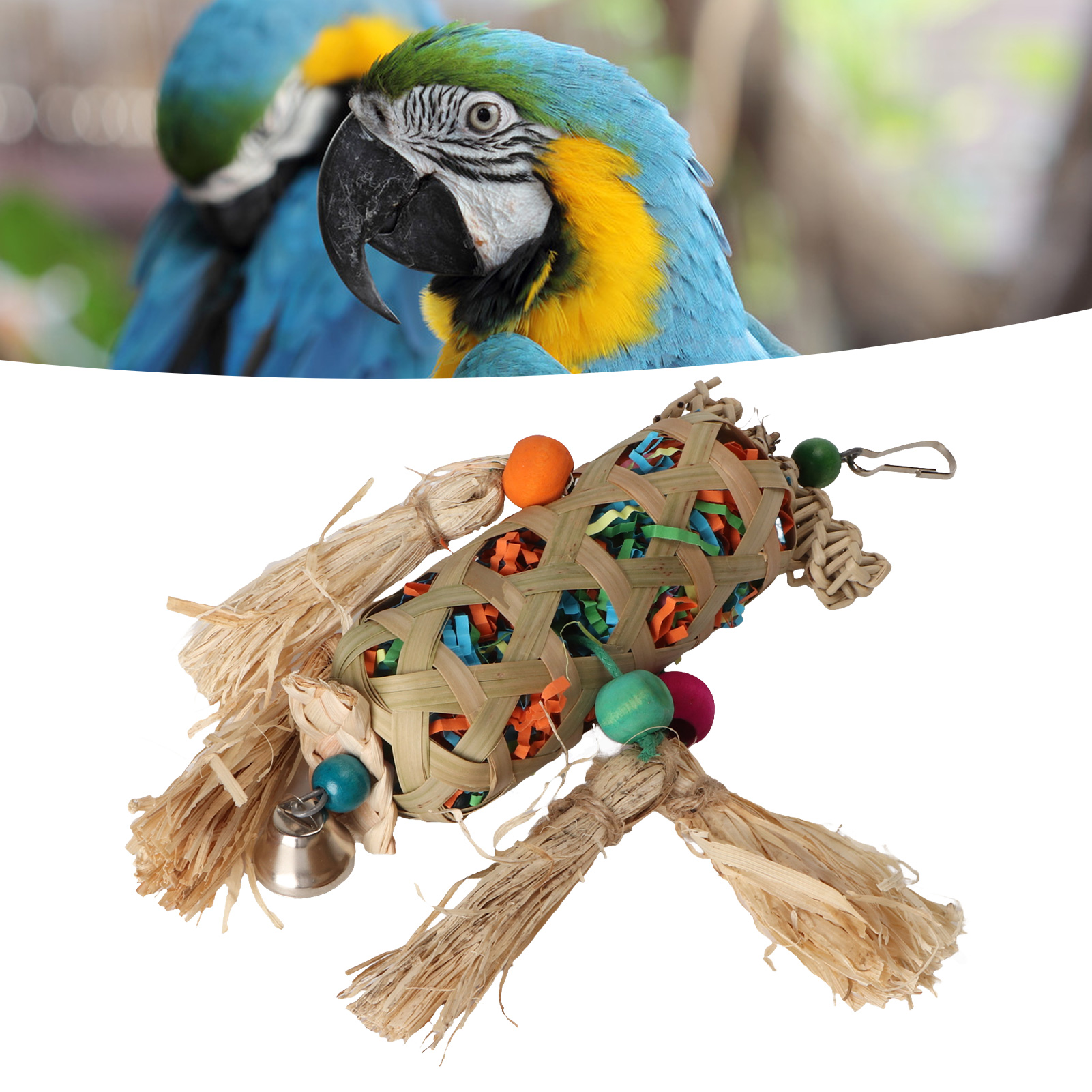 Foraging Shredding Bird Toys Bamboo Woven Corn Silk Relieve Boredom Parrot Chewing Toys For Cockatiel Parakeets