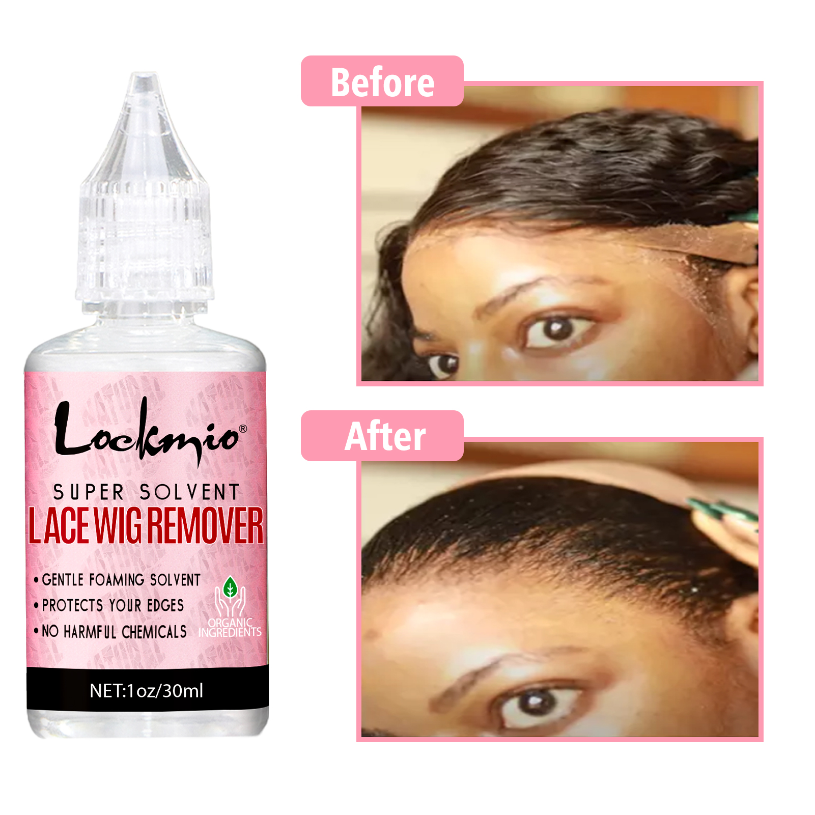 LOCKMIO 1fl.oz Wig Glue Remover Foaming Solvent for Quickly Dissolves Toupee Adhesive Hairpiece Lace Bond Dissolve Products