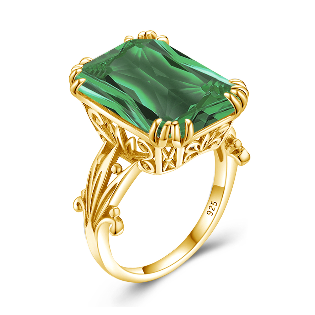 Trendy Women Jewelry Sets With Stone 13*18mm Rectangle Emerald Ring Earring Necklace Shiny Solid 925 Sterling Silver Gift Female
