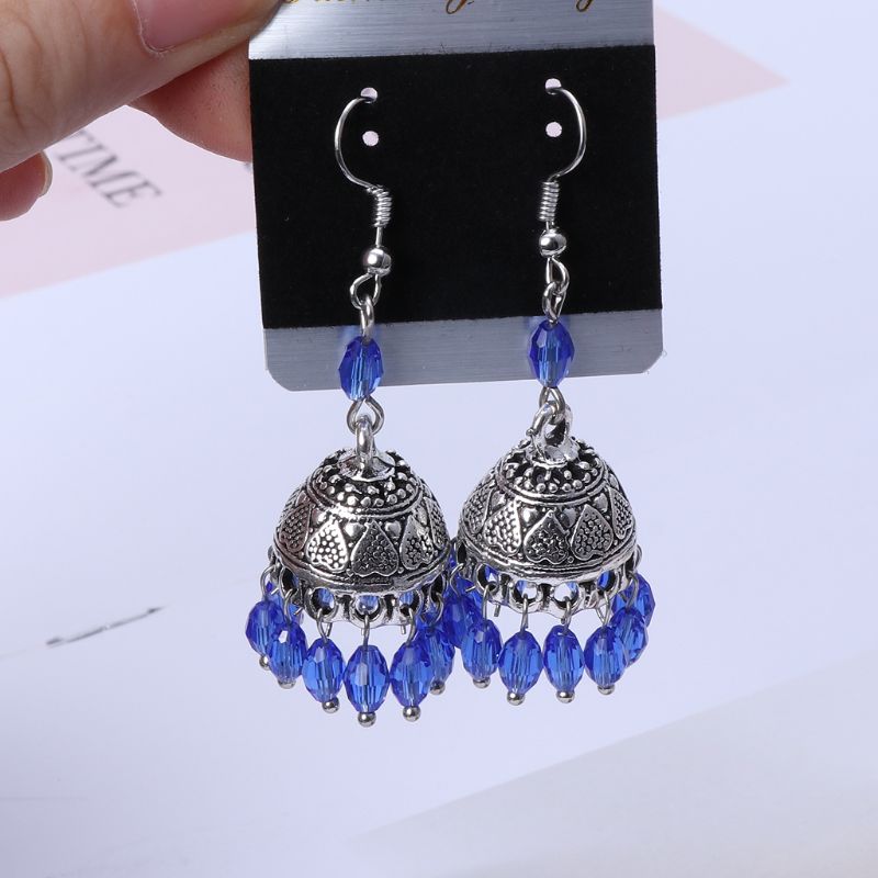 Retro Indian Bollywood Jhumka Jhumki Crystal Women Drop Earring Ethnic Gypsy Jewelry