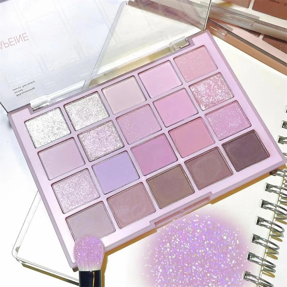20-Color Pink Brown Eyeshadow Palette Matte Pearlescent Low Saturation Long Lasting Waterproof Glitter Eye Shadow Eye Makeup 240624