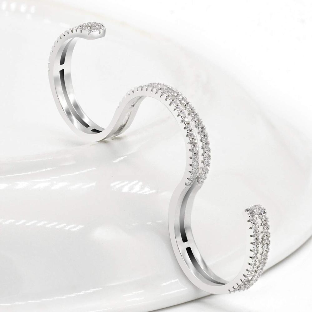 Three Fingers Women Ring Adjustable Size Ring with AAA Cubic Zirconia Stones Classic Finger Ring for Women Special Jewelry