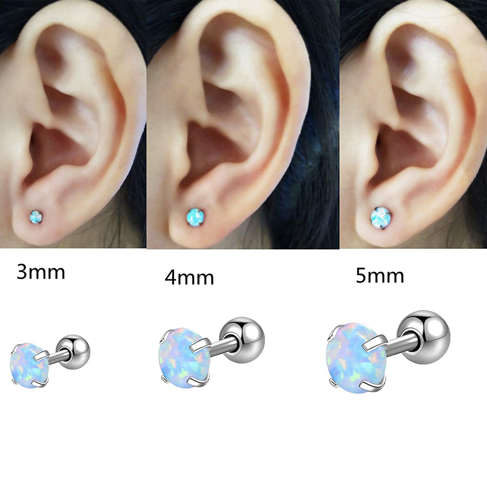 1PC 361L Surgical Steel Opal Tragus Cartilage Earring 16g End Ball Cz Gem Round Tragus Cartilage Earring Piercing Body Jewelry