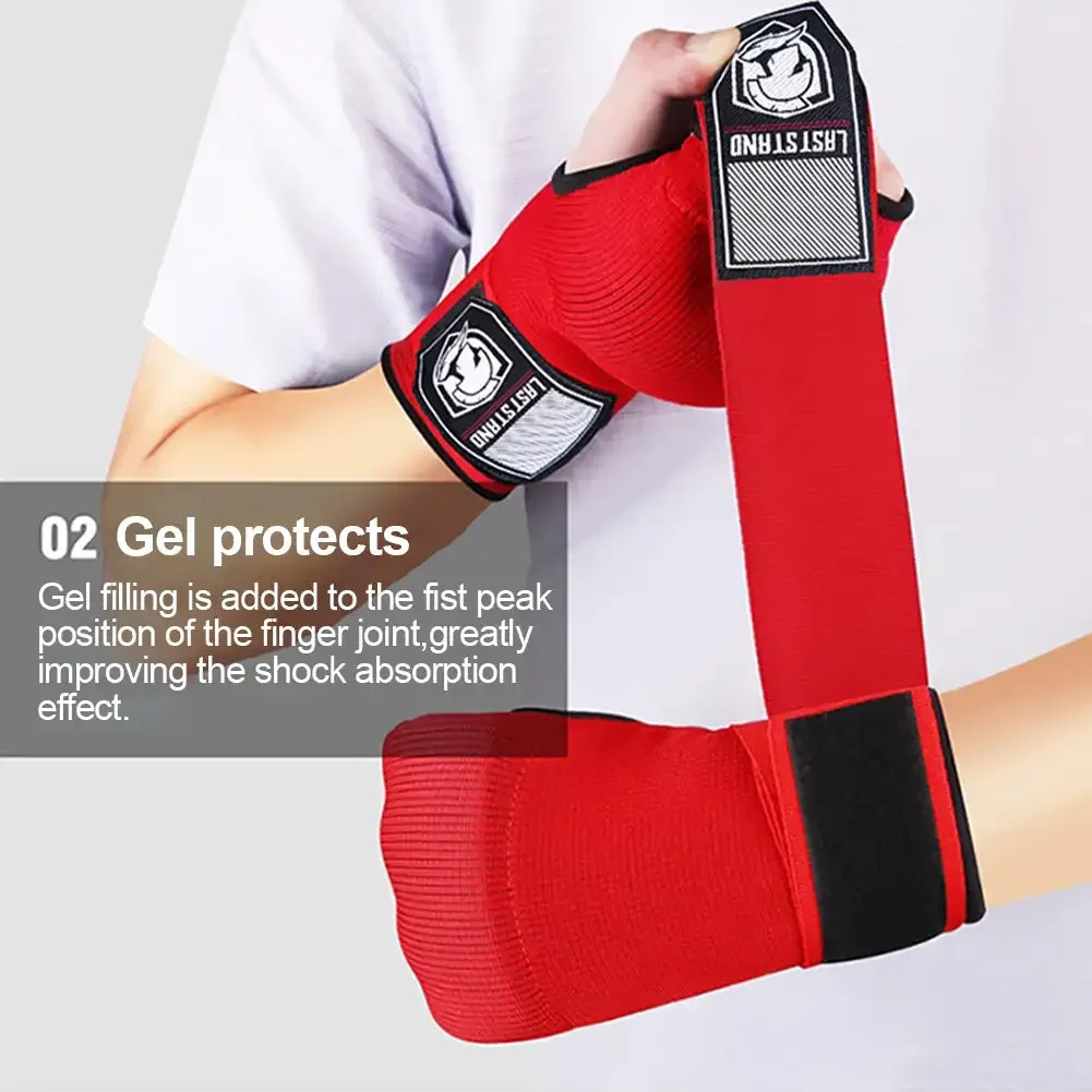 1Pair Gel Boxing HalfFinger Gloves Lazy Quick Hand Wrap Combat Free Bandages 240619