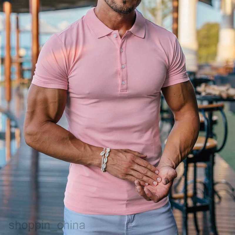 Men's T Shirts new style Male slim solid color stand collar casual cotton polo shirt short sleeved young men clothing tees tops