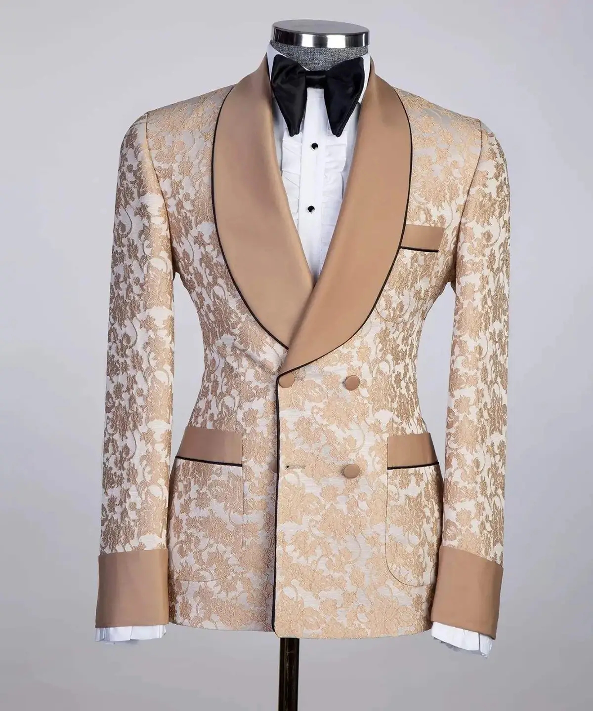 Exquisite Mens 2 Pieces Suit Blazer Pants Coats For Men Gold Pattern Shawl Collar Casual Party Wedding Suits Blazers Designer Double Row Buckle Cheap 