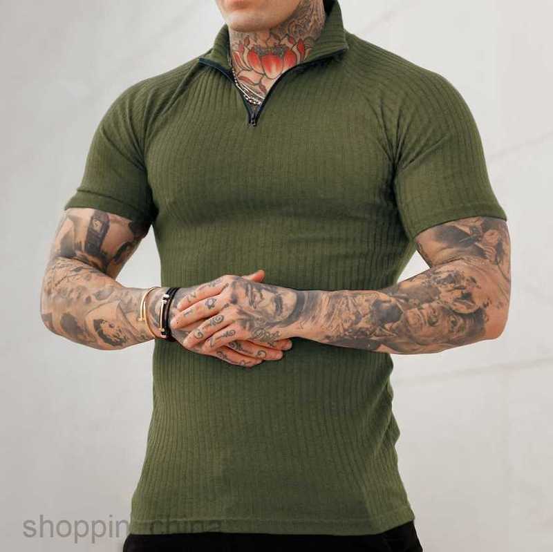 Men Polos Shirts New Slim Fit Multi color Collar Men's Casual Vertical Stripe Short Sleeve Youth Male Wear tops