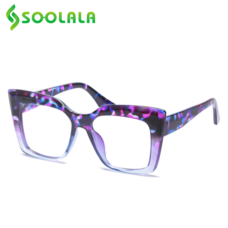 SOOLALA Square Reading Glasses Women Full Frame Ladies Farsighted Reader Magnifying Presbyopic Eyeglasses For Sight +0.5 1.0 2.0