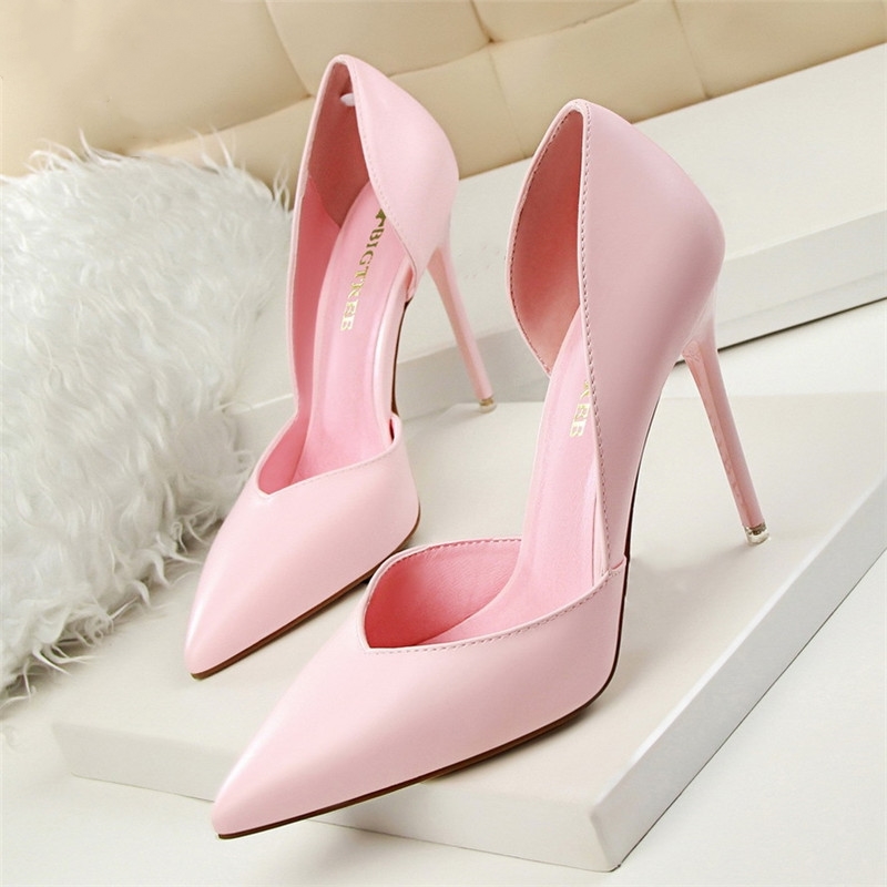 Thin High Shoes Hollow Pink heels Summer Women Elegant Pumps Pointed Sexy High-heeled Shoes Sweet Stiletto Shoes G3168-3