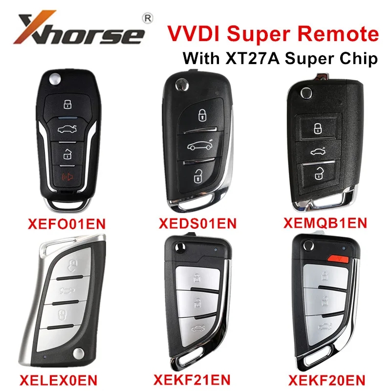 10pcsXhorse XEDS01EN XEFO01EN XEMQB1EN XELEX0EN XEKF20EN XEKF21EN VVDI Super Remote Car Key with XT27A Super Chip for VVDI2/VVDI