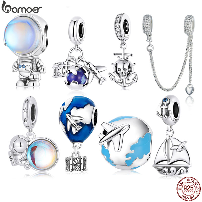 BAMOER 925 Sterling Silver Space Series Charm fit Original Bracelet & Bangle Travel Around the World Beads Women Fine Jewelry