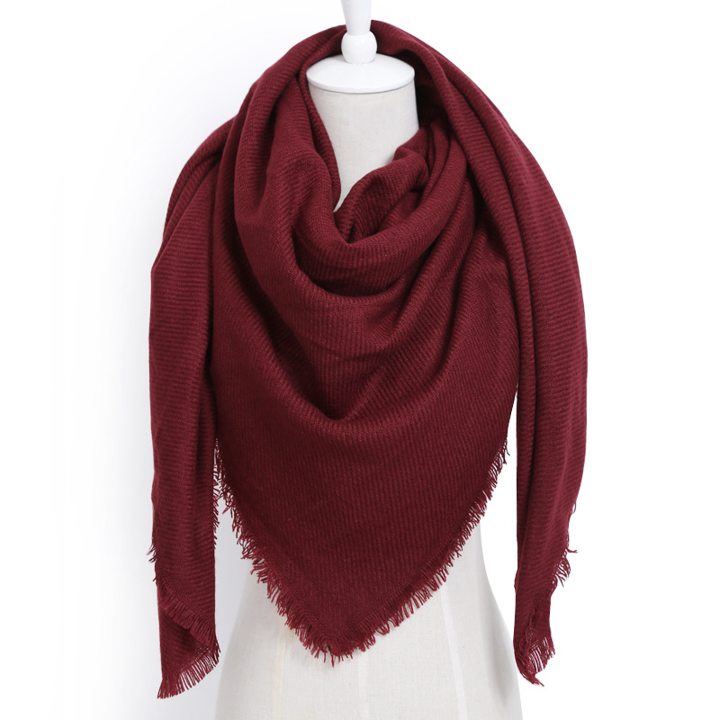 Women's Solid Color Blanket Scarf Winter Neck Warm Cashmere Scarf Cozy Tartan Wrap Oversized Shawl Femme Foulard Shawls Stoles