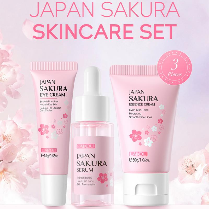 NEW 3pcs/set Sakura Moisturizing Skin Care Set Face Cream Facial Serum Eye Cream Skincare Anti-aging Brightening Face Care Sets