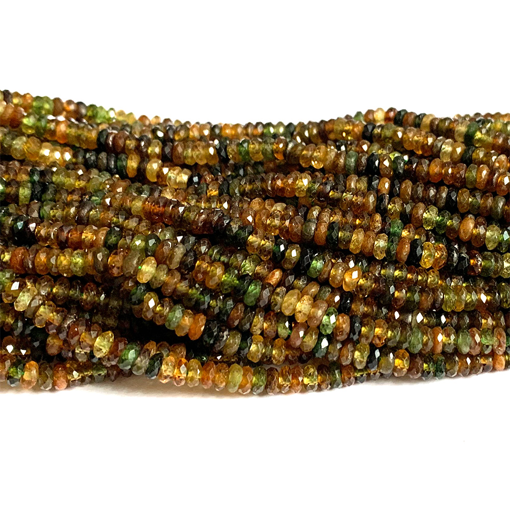 Veemake Yellow Green Tourmaline Natural Stones Gemstones Necklace Bracelets Earrings Faceted Rondelle Beads For Jewelry Making
