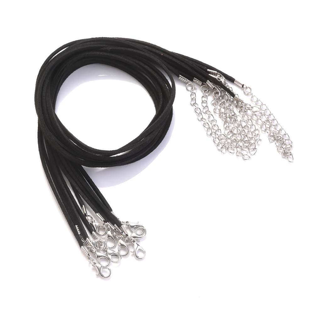 3mm 10Pcs/lot Suede Cord Mix Colour Korean Velvet Cord Necklace Rope:45cm+Chain: 5cm With Lobster Clasp Diy Jewelry Accessories
