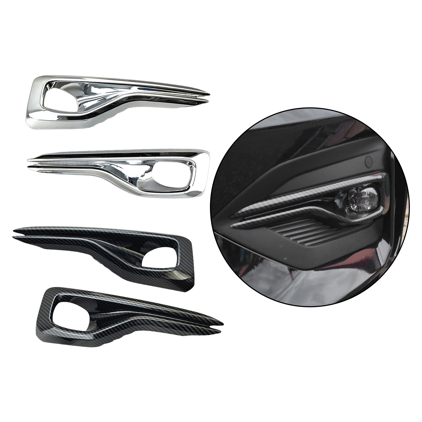 2Pcs Front Foglight Fog Light Lamp Cover Trim Accessories for Ford Focus 2019 2020 ST-Line