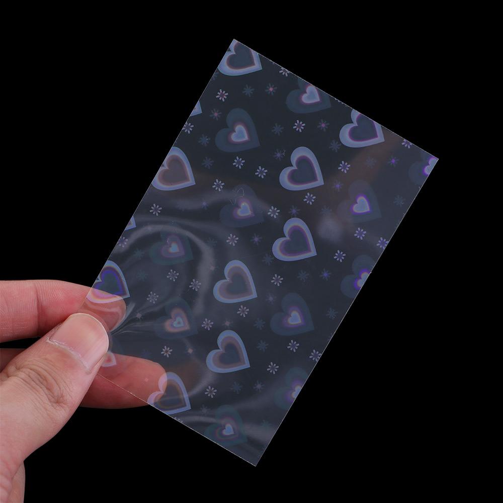 Holographic Aurora Nail Foils Women Girls Love Heart Cellophane Paper Laser Nails Film Star Self Adhesive 3D Nail Art Sticker