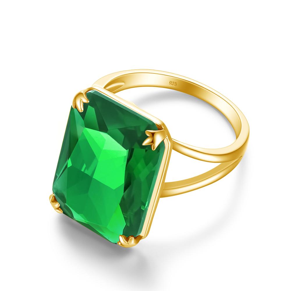 Szjinao Luxury Emerald Ring for Women Gemstones Wedding Rings Gold 14K Cocktail Engagement Silver 925 Jewelry Christmas Gift Hot