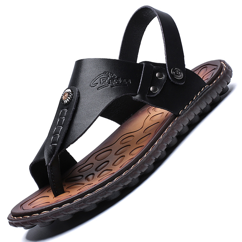 Summer Leather Men's Handmade Shoes Slippers Brand Men Moccasins Beach Sandals Sneakers 4 434ab