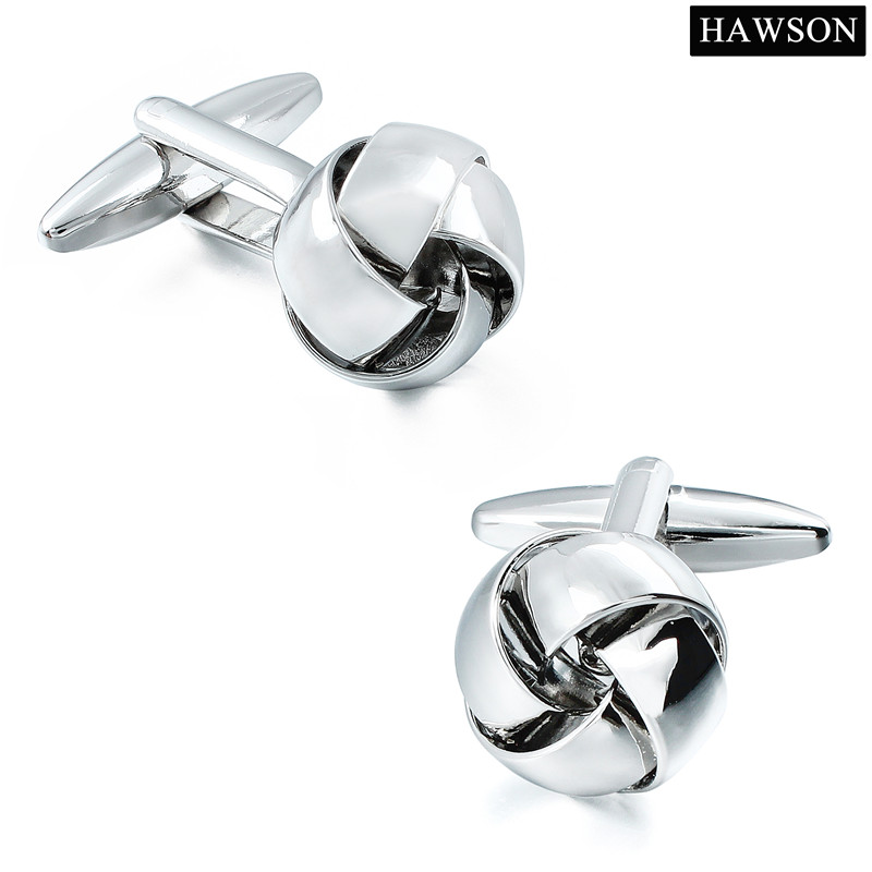 Shinny Silver Color Cufflinks and Studs Set For Tuxedo Twist Knot Design Metal Cufflinks Wedding Shirt Button