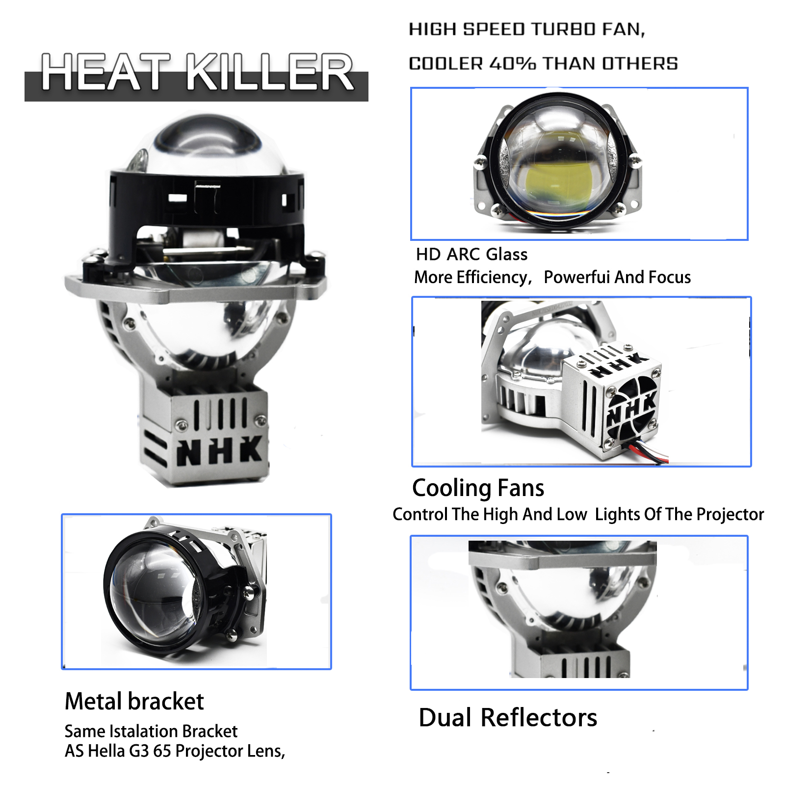 YUFANYA Universal 3.0 Inch Bi-LED Projector Lens FOR NHK IV Plus Dual High Low Beam 110W 6000K Led Headlamp Car Accessories