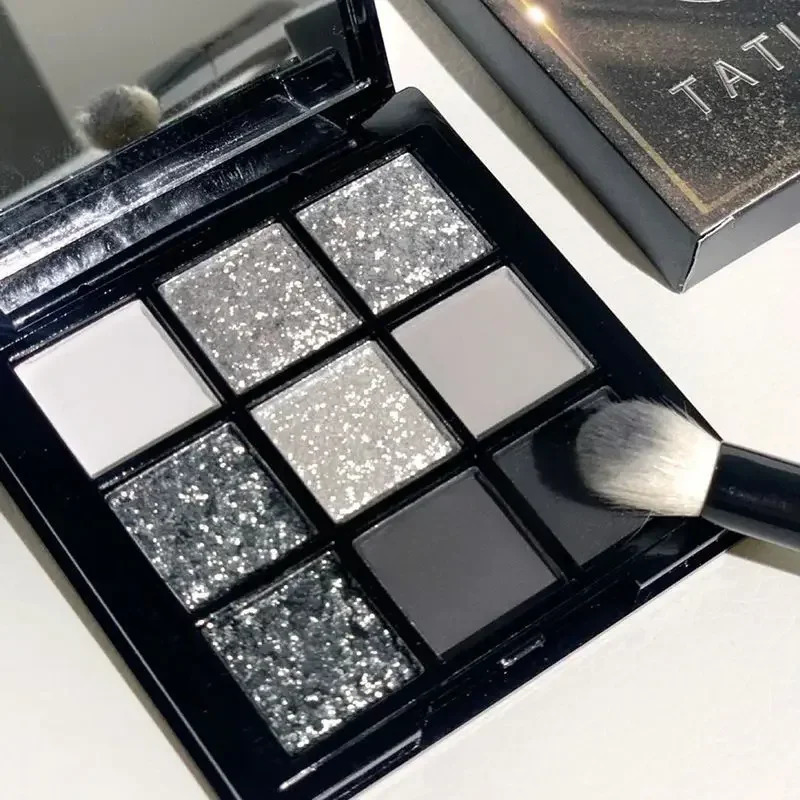 9 Colors Punk Smokey Matte Glitter Eyeshadow Palette Shimmer Eye Shadow Makeup Palette Cool Toned Gray Black Palett . 240624